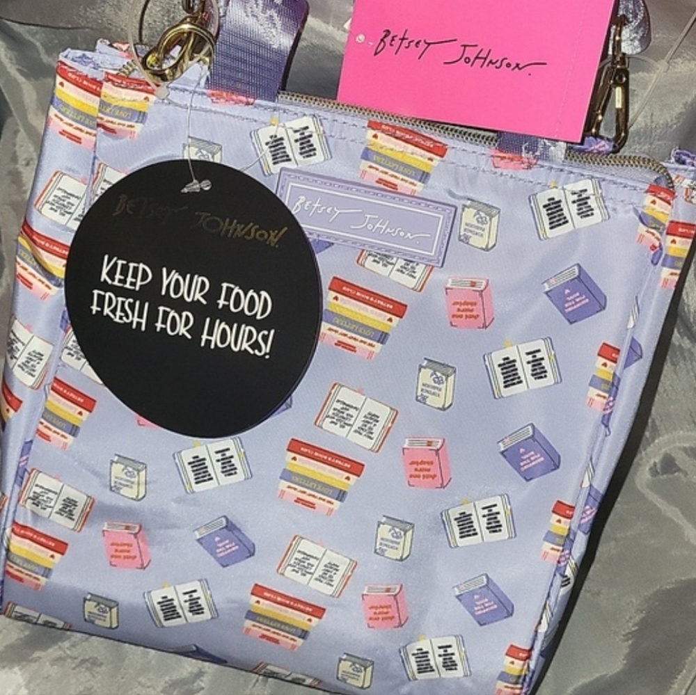 Betsey Johnson Book Lovers Print Lunch Bag W Xbody Strap Bnwt Ta Rt Th